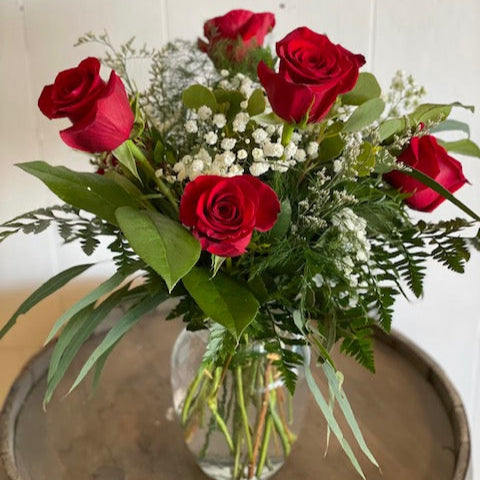 Half Dozen Roses Vase Arrangement