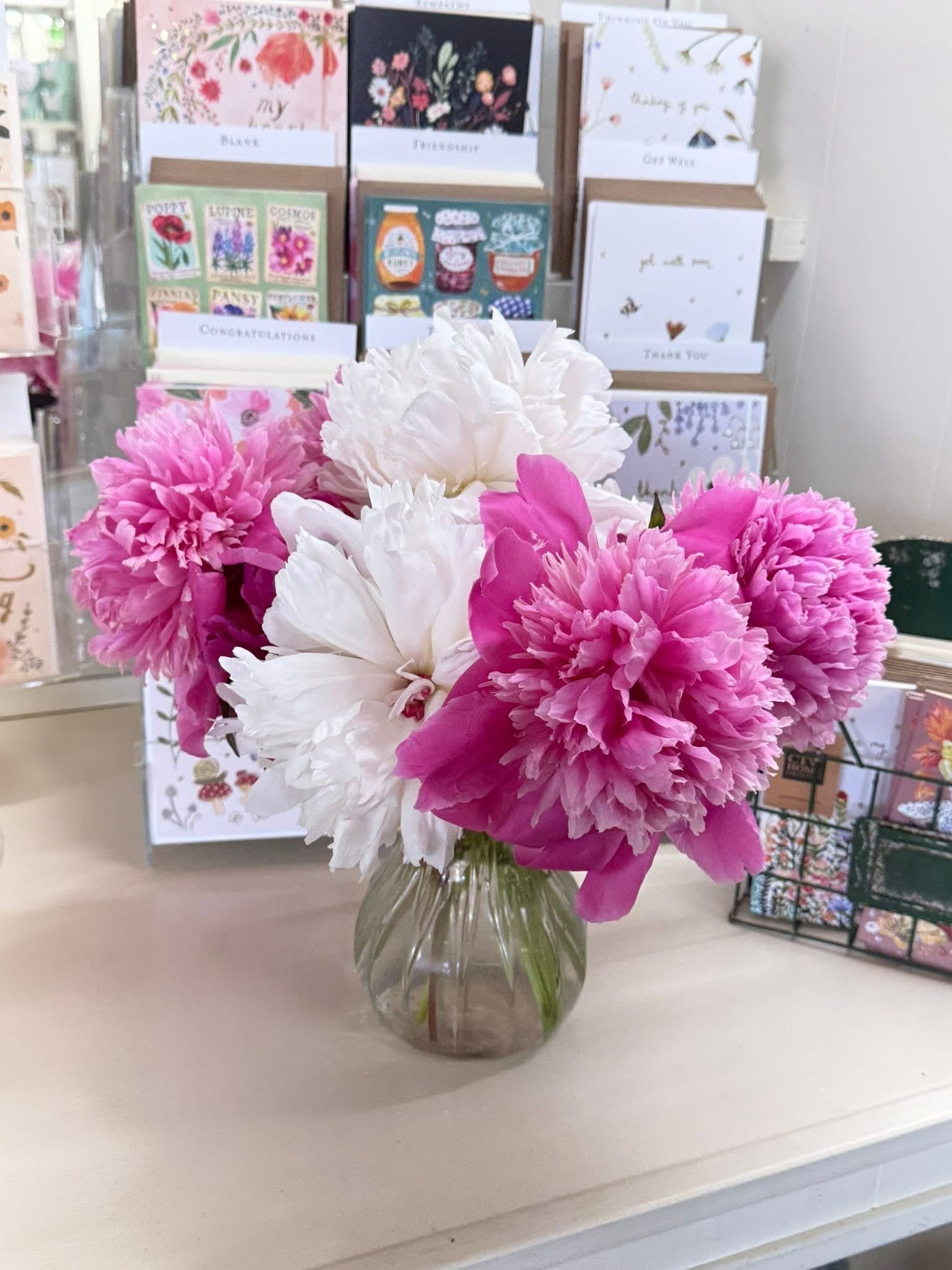 Pink and White Peony Vase Flower Arrangement Staples MN 