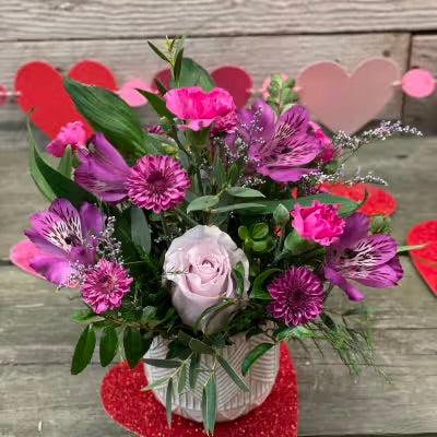 Floral Arrangement Pink Flowers Porcelain Vase Staples MN