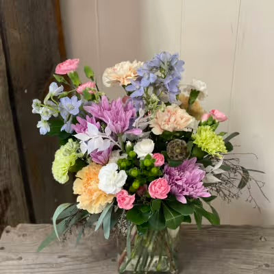 Floral Arrangement Spring Color Flowers Glass Vase Staples MN