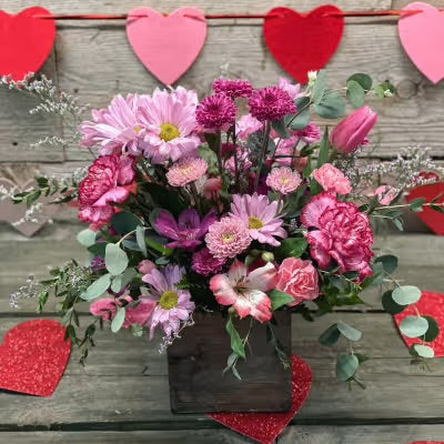 Floral Arrangement Wooden Box Vase Staples MN