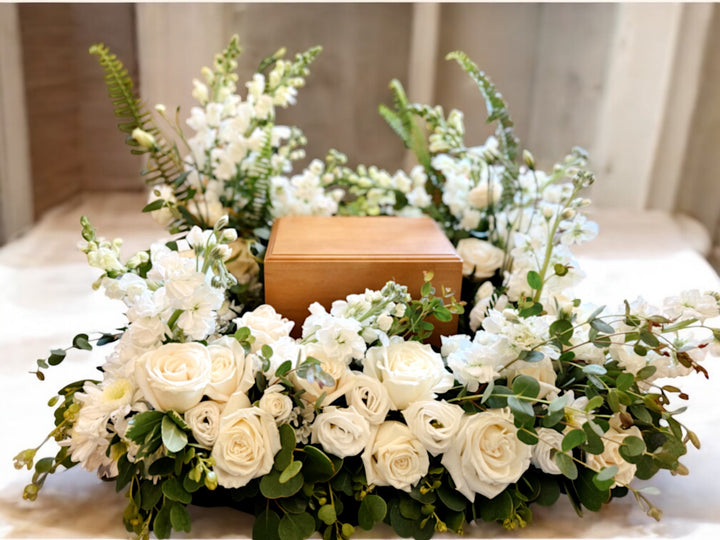 Funeral and Sympathy Floral Arrangement Full Urn Wreath