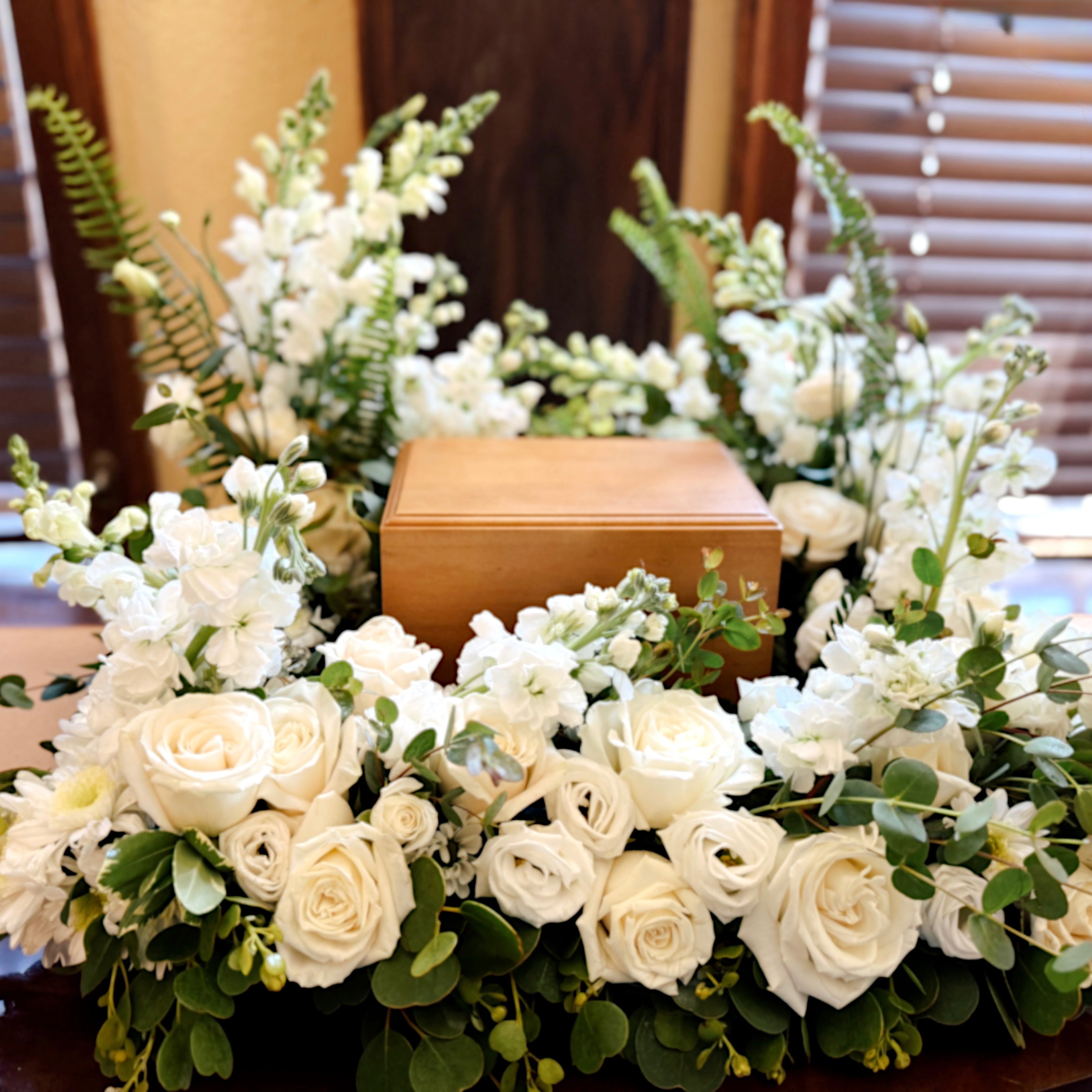 Funeral Urn Full Wreath Floral Arrangement